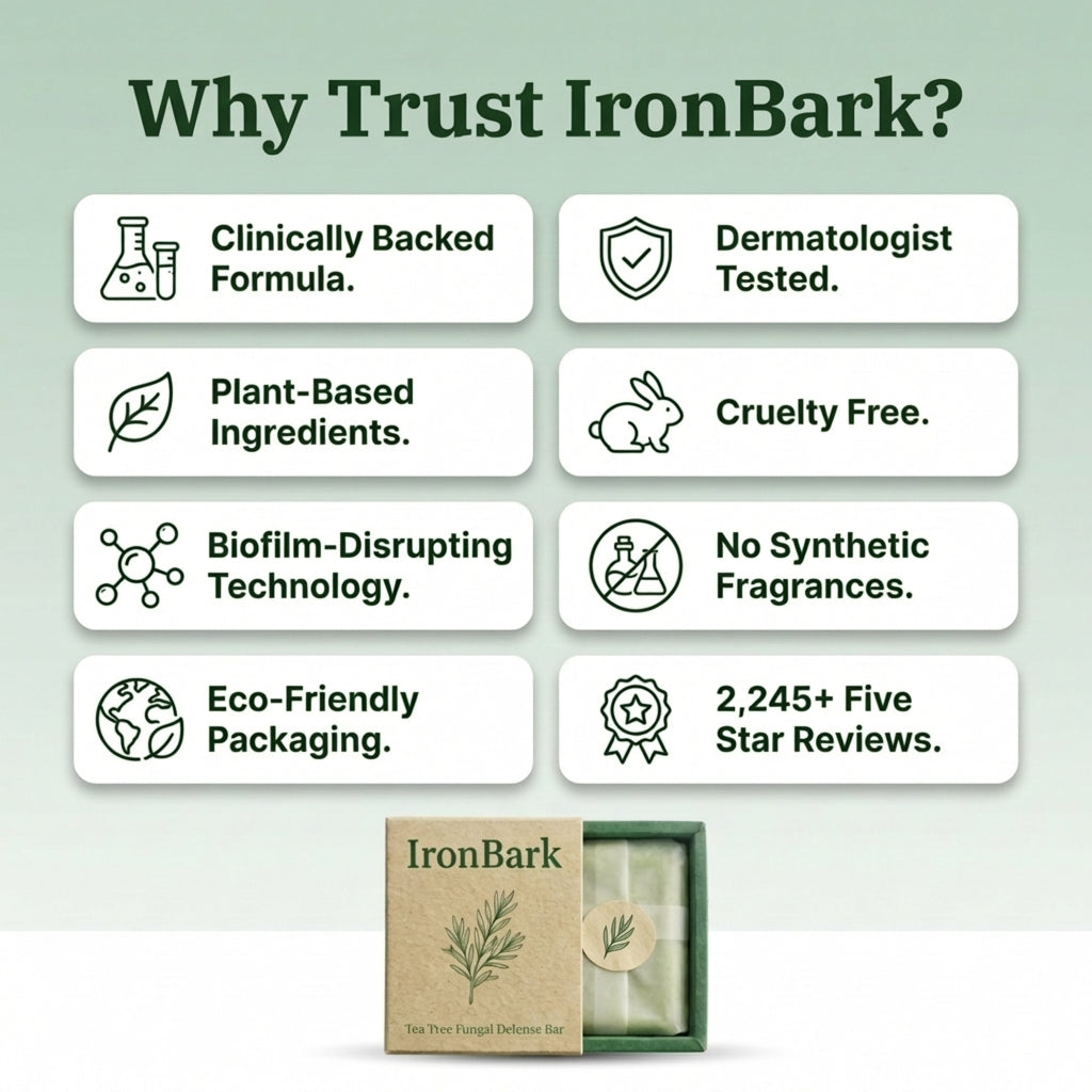NAIA Ironbark Relief & Clear Bar soap with natural ingredients, showcasing the bar’s texture and packaging.