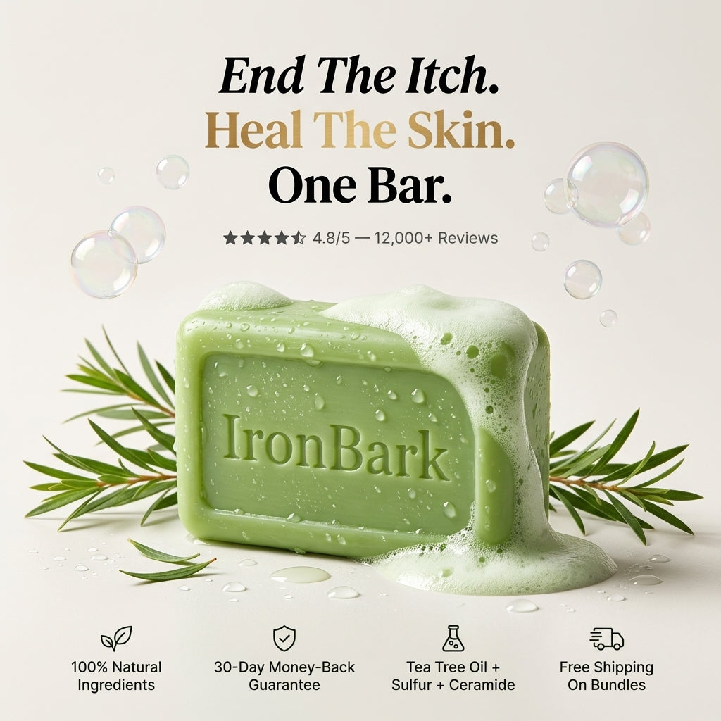 NAIA Ironbark Antifungal Soap Bar with natural soap bar featuring ironbark extract for skin health and antifungal benefits.